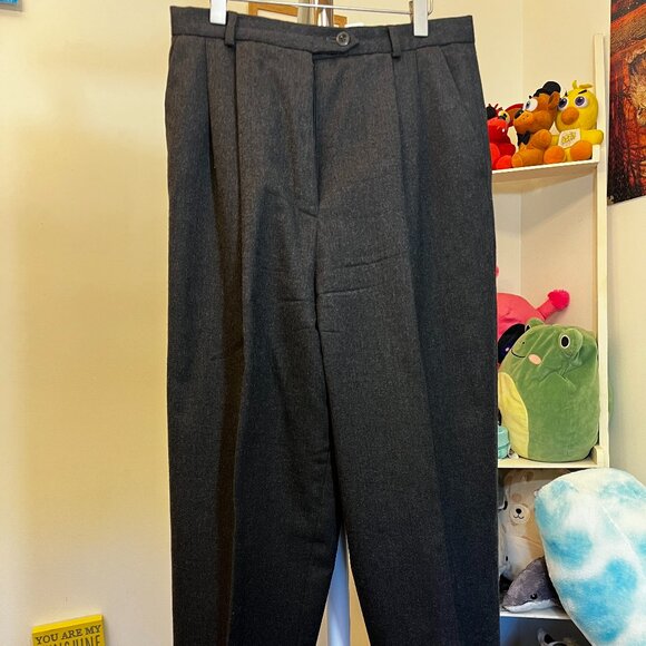 Talbots 100% Wool Gray Pleated Dress Pants Women’s Size 8 Petite Lined - Picture 1 of 6